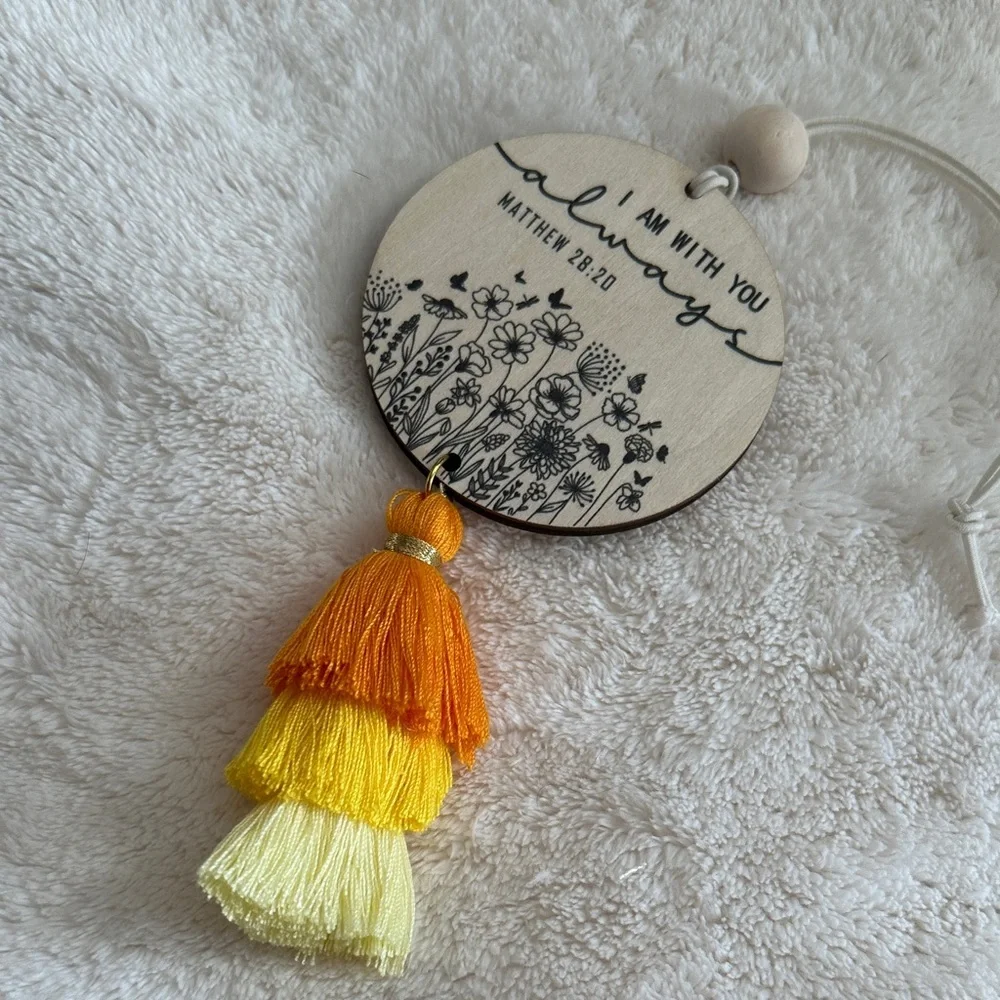 Inspirational Scripture Rear View Mirror Hanging Daily Inspiration with Tassels